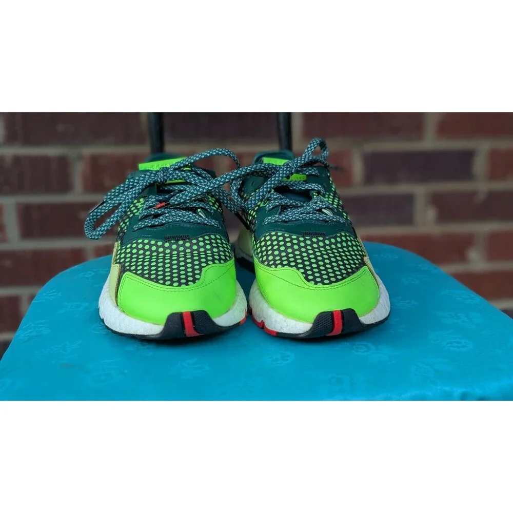 Adidas Nite Jogger 3M Bar Code EF5407 Graphic Sneakers-Blk/Lime Grn-M6/W7.5